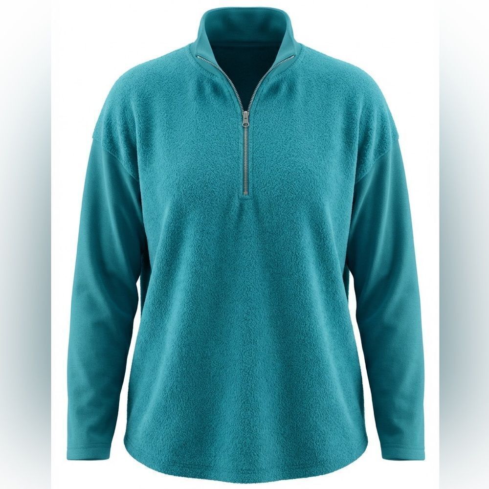 SOFT SURROUNDINGS WOMENS PULLOVER SHIRT SIZE PS TURQUOISE 1/4 ZIP